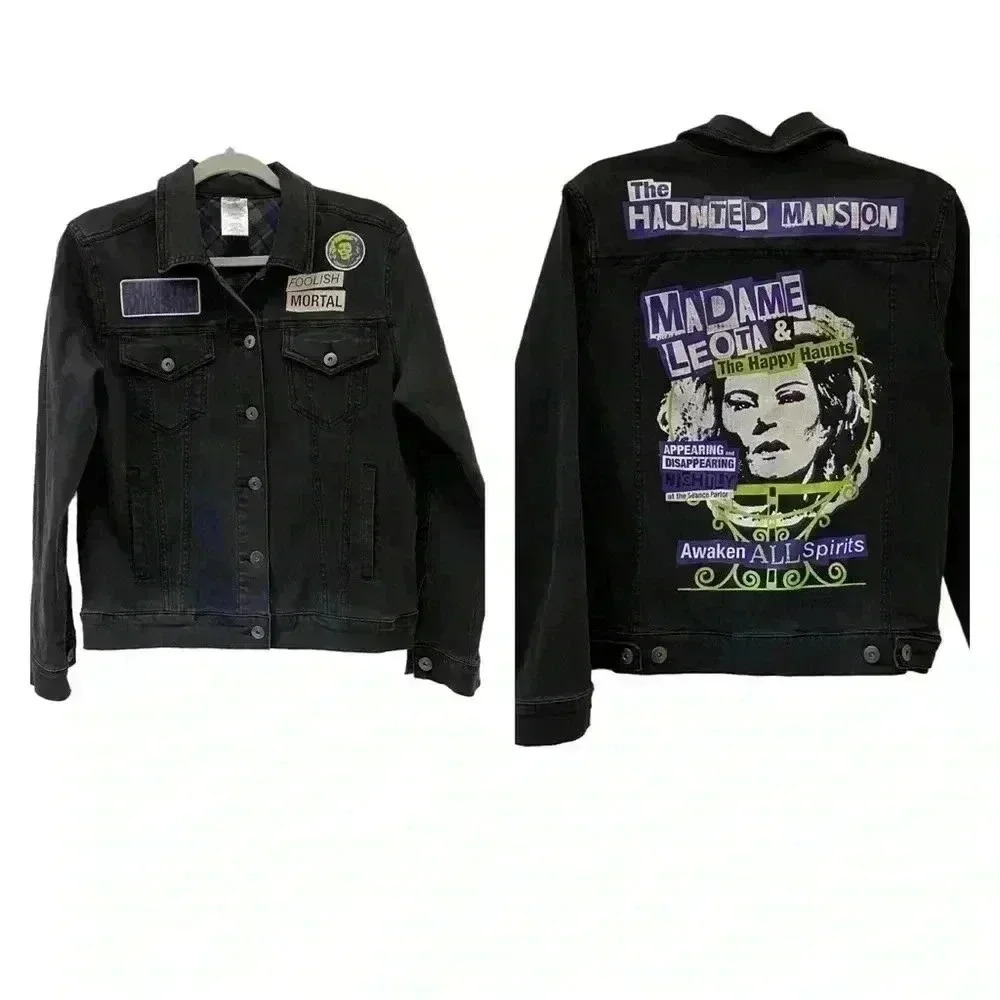 Disney Parks Madame Leota jean Jacket Haunted mansion punk rock graphic small